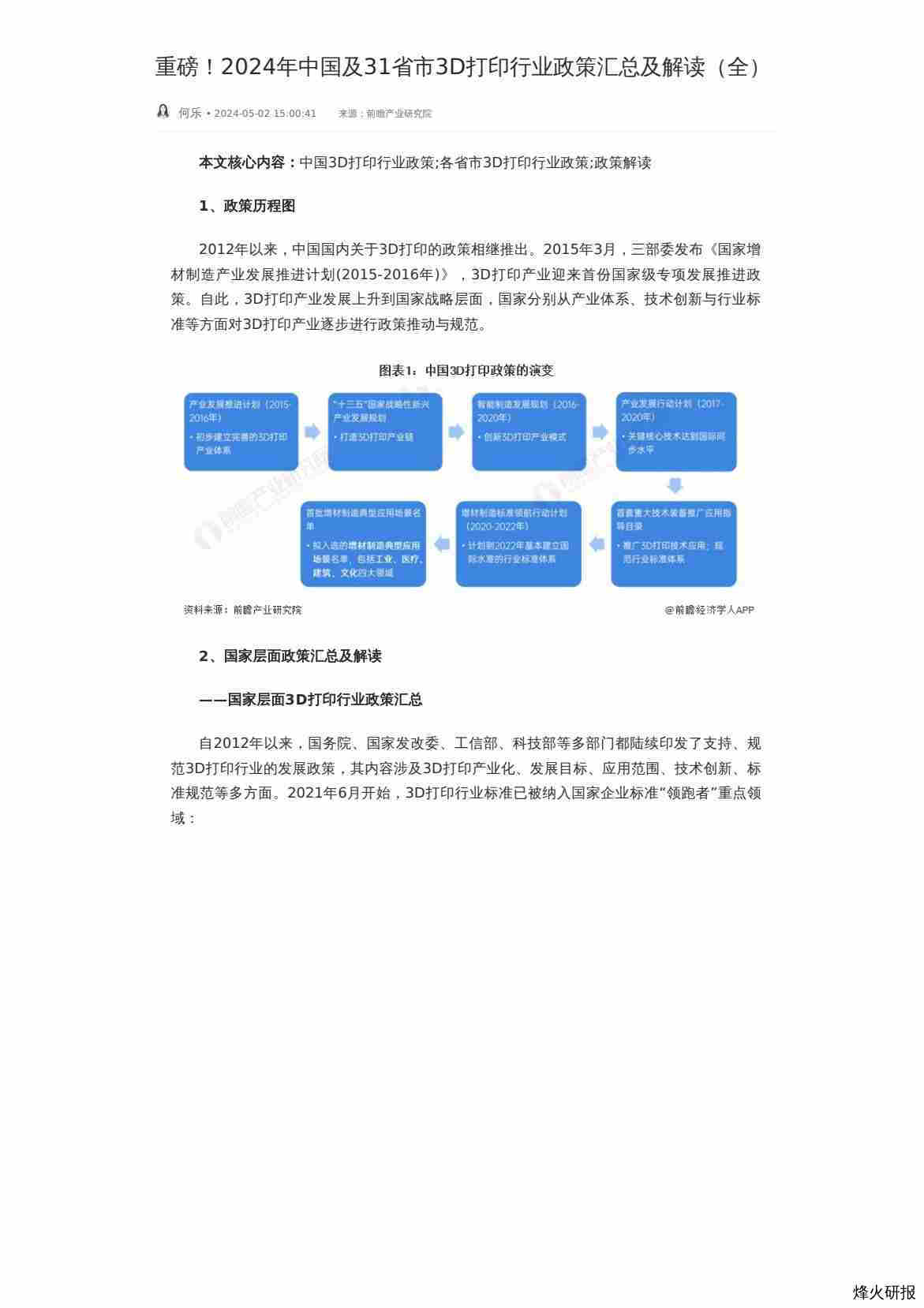 重磅！2024年中国及31省市3D打印行业政策汇总及解读（全）-第一页