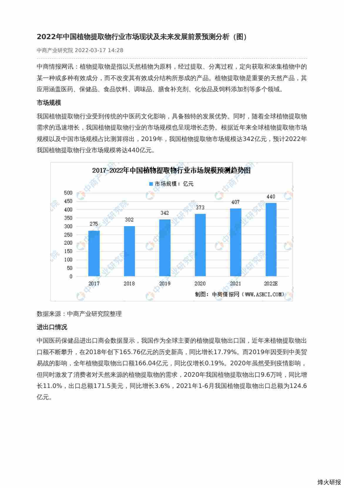 【中商产业研究院】2022年中国植物提取物行业市场现状及未来发展前景预测分析（图）.pdf-第一页